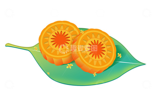源文件下载【趣麦麦图】蓝色手绘中秋节美食月饼桂花元素