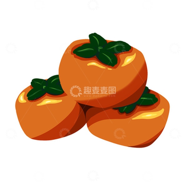 源文件下载【趣麦麦图】手绘扁平柿子元素