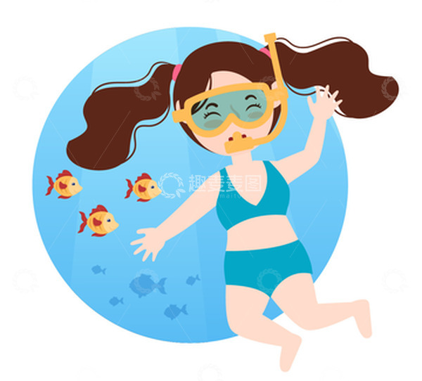 暑期潜水安全主题卡通元素