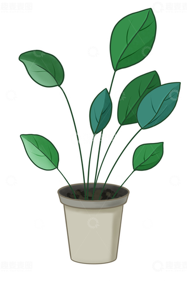 源文件下载【趣麦麦图】绿色小清新卡通手绘绿植盆栽