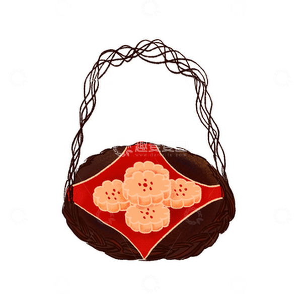 源文件下载【趣麦麦图】中秋藤篮月饼