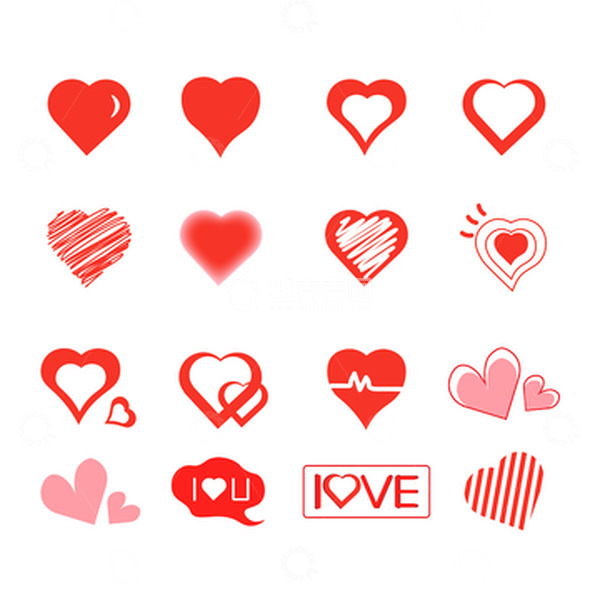 源文件下载【趣麦麦图】红色简约爱心七夕情人节原创元素组合