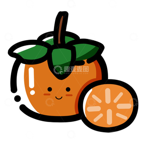 源文件下载【趣麦麦图】mbe风格立秋水果柿子手绘元素
