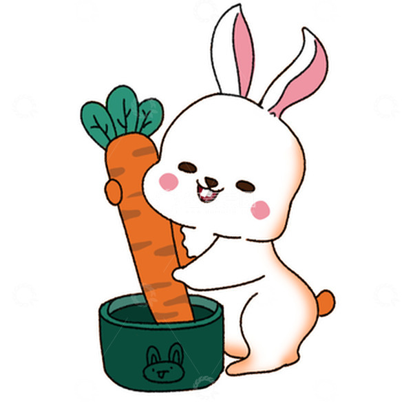 源文件下载【趣麦麦图】白色 可爱手绘 兔子抱胡萝卜 元素