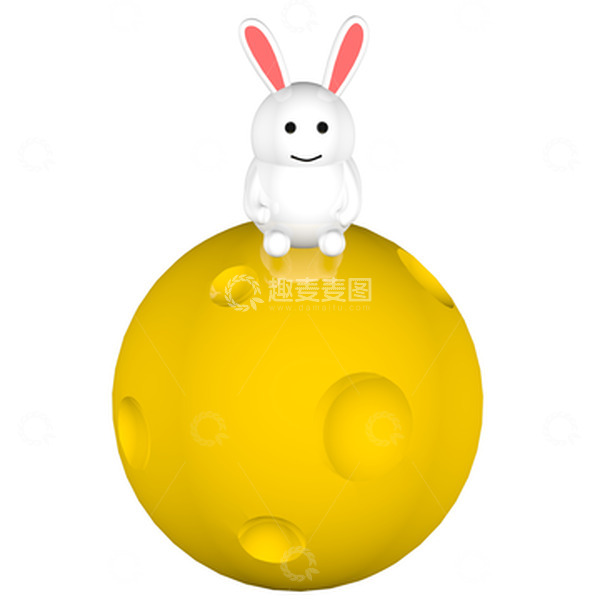 源文件下载【趣麦麦图】C4D立体卡通可爱中秋玉兔兔子立体素材
