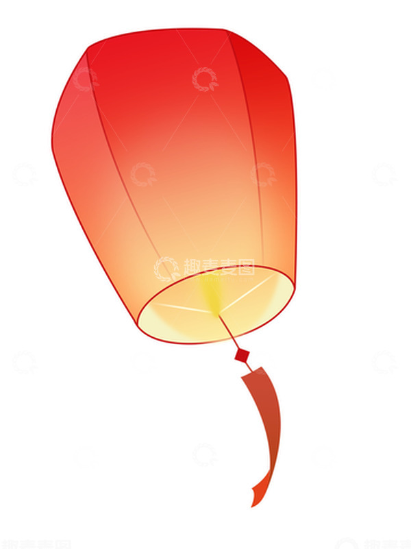 源文件下载【趣麦麦图】红色简约风中秋孔明灯手绘图