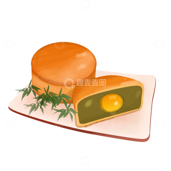 源文件下载【趣麦麦图】-中秋金黄手绘月饼
