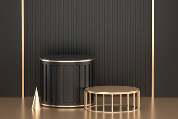 C4D黑金场景产品摆放