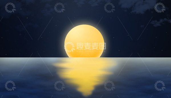 源文件下载【趣麦麦图】中秋夜晚国潮背景星空节日简约手绘图PSD