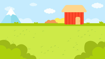 卡通农场蓝天白云草地背景