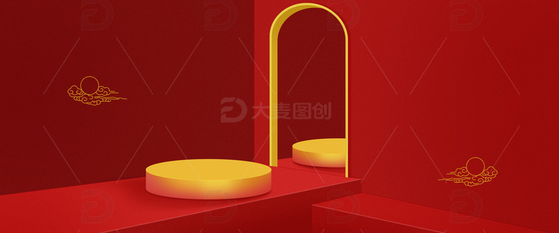 源文件下载【趣麦麦图】红色中国风电商节日狂欢促销海报背景