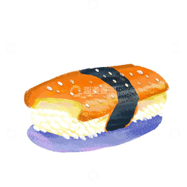 源文件下载【趣麦麦图】食品安全手握饭团三文鱼，寿司