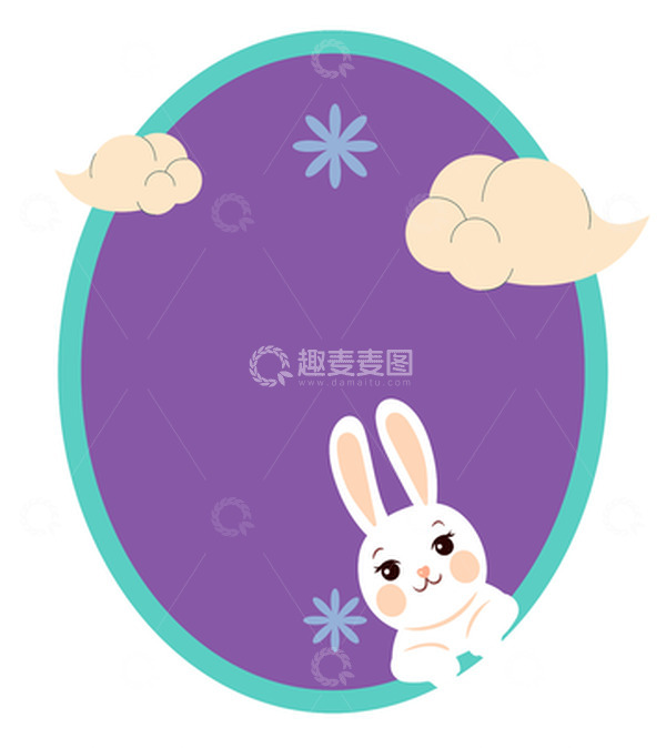 源文件下载【趣麦麦图】中秋节兔子创意插画装饰框
