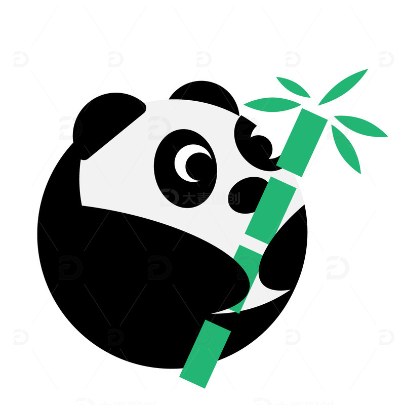 源文件下载【趣麦麦图】圆形黑白熊猫与竹子小图标元素