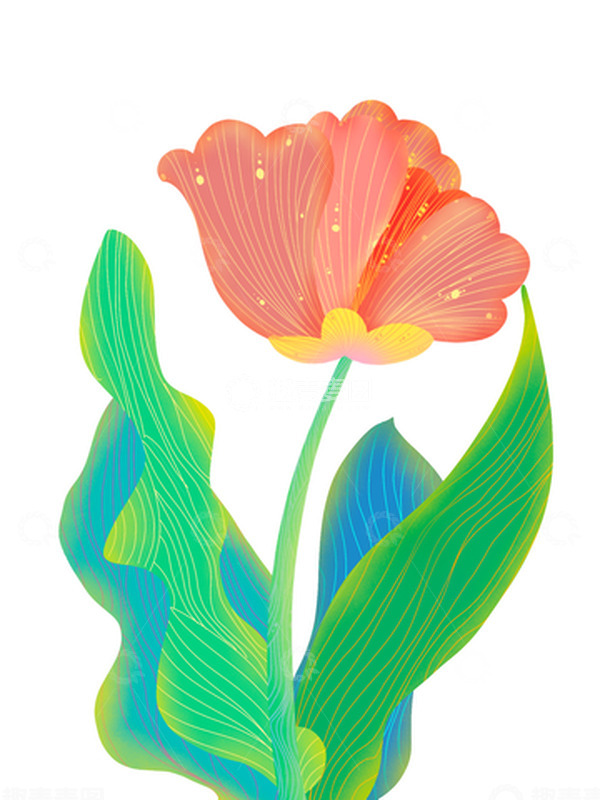 源文件下载【趣麦麦图】小清新花朵金色闪闪发光红色 元素