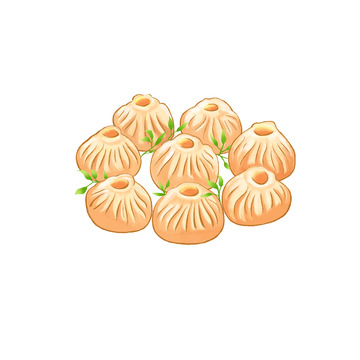 暖黄色国潮小笼包早餐手绘图