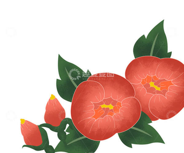 源文件下载【趣麦麦图】红色中秋牡丹花朵花卉手绘素材