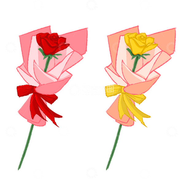 源文件下载【趣麦麦图】单朵玫瑰花束