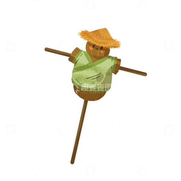 源文件下载【趣麦麦图】立秋丰收稻草人装饰元素