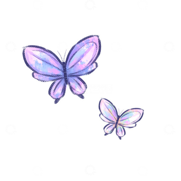 源文件下载【趣麦麦图】手绘紫色蝴蝶