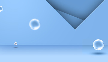 蓝色清爽玻璃球场景空间PSD分层