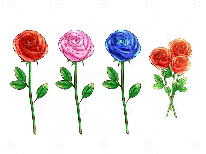 源文件下载【趣麦麦图】玫瑰花手绘质感素材