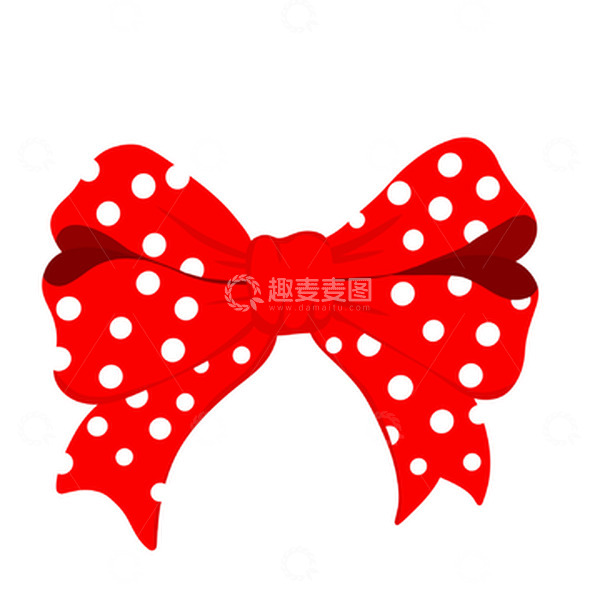 源文件下载【趣麦麦图】-手绘卡通插画红色波点蝴蝶结