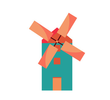 西班牙荷兰风车小屋建筑