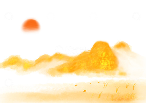 源文件下载【趣麦麦图】立秋金色山川草地手绘