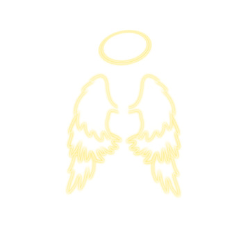 霓虹灯效天使翅膀推天使光环灯效元素素材