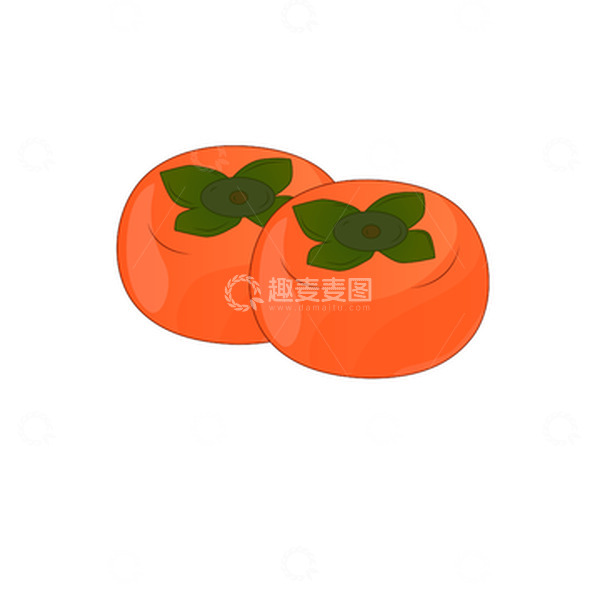 源文件下载【趣麦麦图】橙色小清新柿子中秋手绘矢量插画