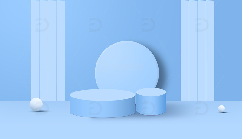 源文件下载【趣麦麦图】-蓝色清爽C4D场景PSD