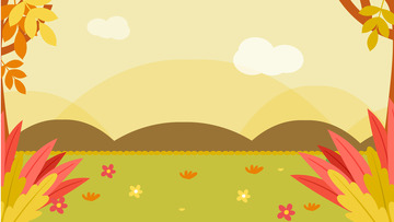 卡通秋季森林黄色树叶矢量场景