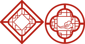 中式圆形边框花纹