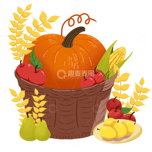 源文件下载【趣麦麦图】立秋大丰收农作物