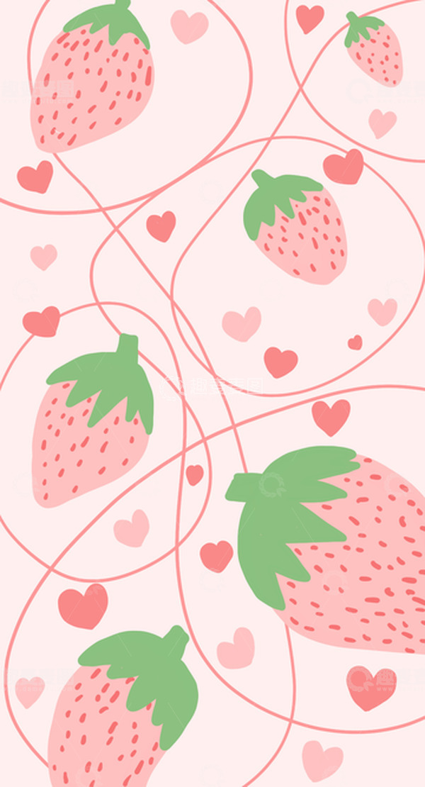 源文件下载【趣麦麦图】简约可爱草莓背景