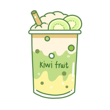 绿色小清新猕猴桃冰淇淋奶茶杯