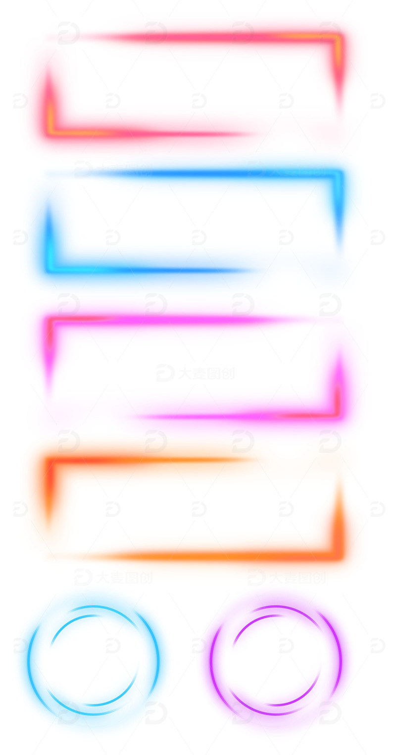 多彩炫酷圆形方框特效边框