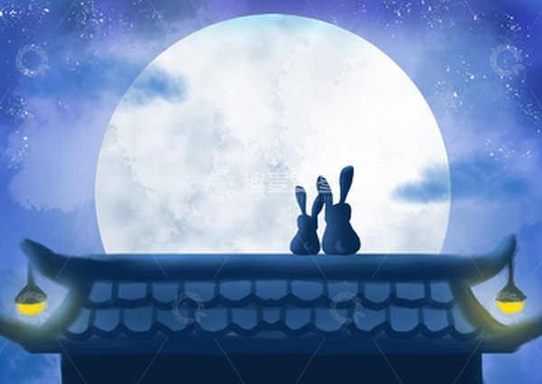 源文件下载【趣麦麦图】手绘中秋月亮夜景