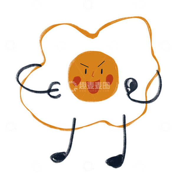 源文件下载【趣麦麦图】热情昂扬焦黄煎蛋早餐系列手绘图