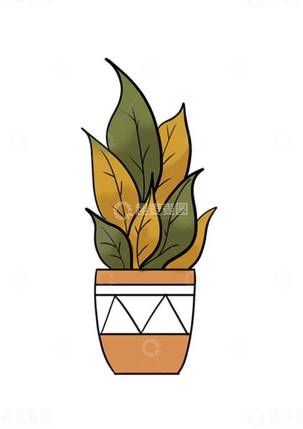 源文件下载【趣麦麦图】绿色 小清新扁平风 绿植 绿萝 元素