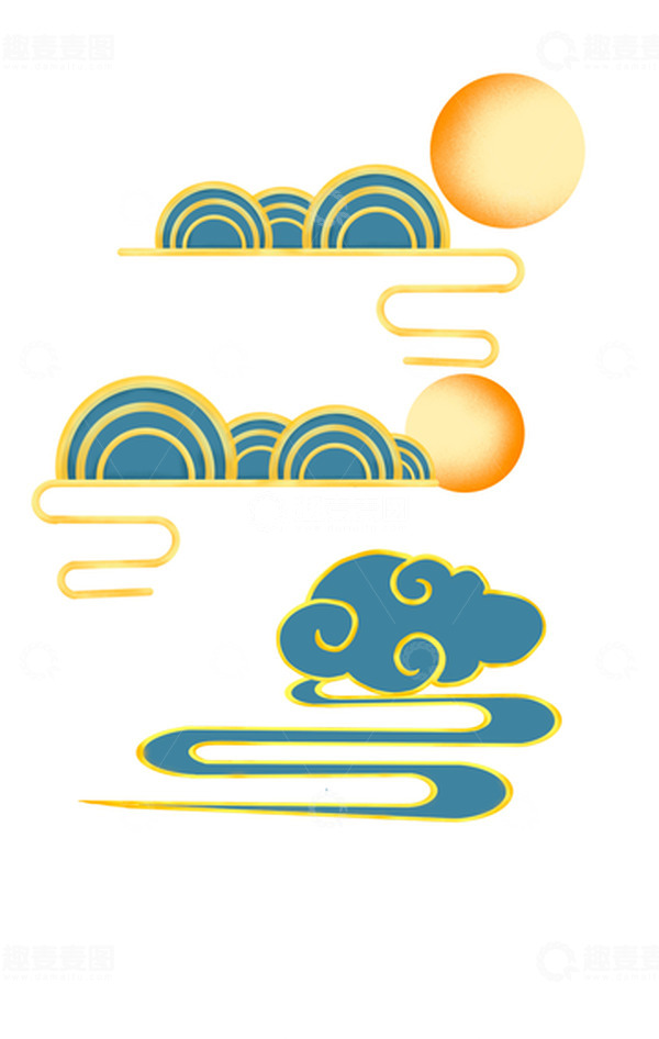 源文件下载【趣麦麦图】青绿色古风祥云国潮漂浮古典韵味元素