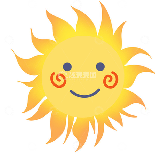 源文件下载【趣麦麦图】黄色微笑可爱圆圈手绘太阳元素