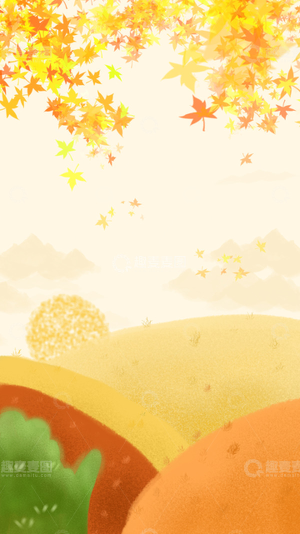 源文件下载【趣麦麦图】-立秋秋天枫叶田野背景
