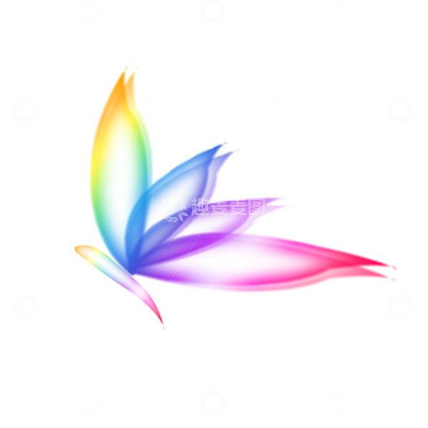 源文件下载【趣麦麦图】漂亮七彩霓虹效果蝴蝶抽象特效素材