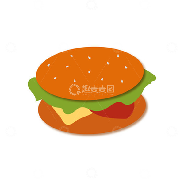 源文件下载【趣麦麦图】暖色调美食汉堡扁平插画