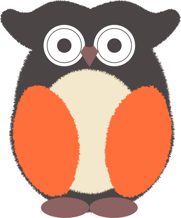 毛茸茸卡通手绘猫头鹰国风元素