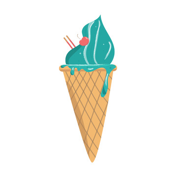 AI矢量可爱甜筒雪糕冰淇淋插画