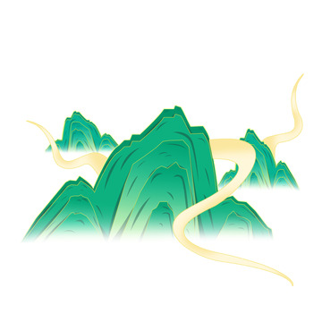 国潮山水画山元素