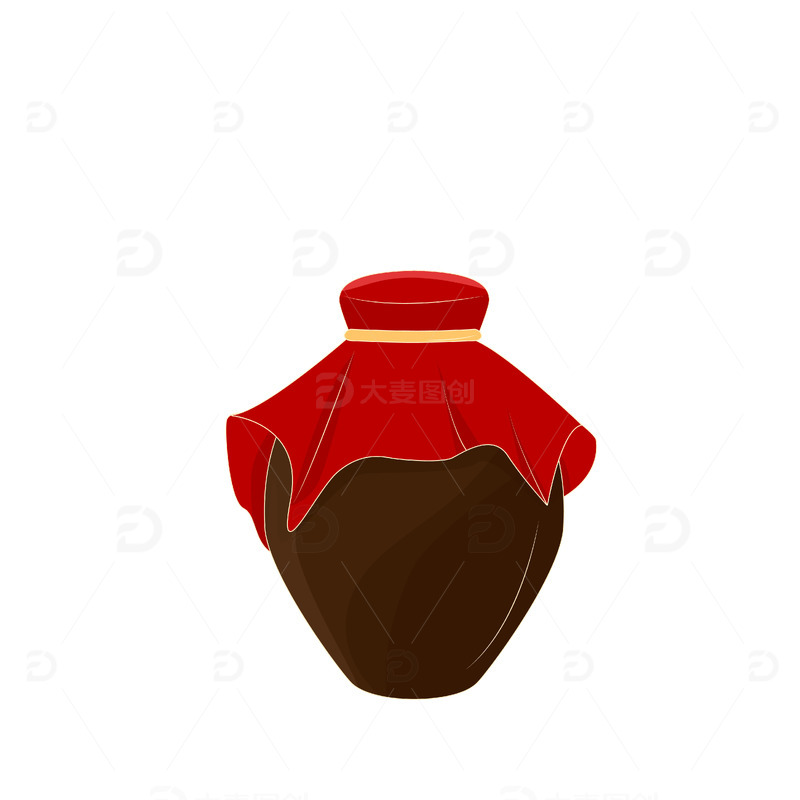 源文件下载【趣麦麦图】红色国潮酒坛中秋手绘矢量插画